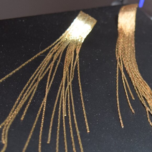 Jewelry - Long Gold Tone Chain Pierced Earrings Posts Jewelry Cocktail Evening Par…